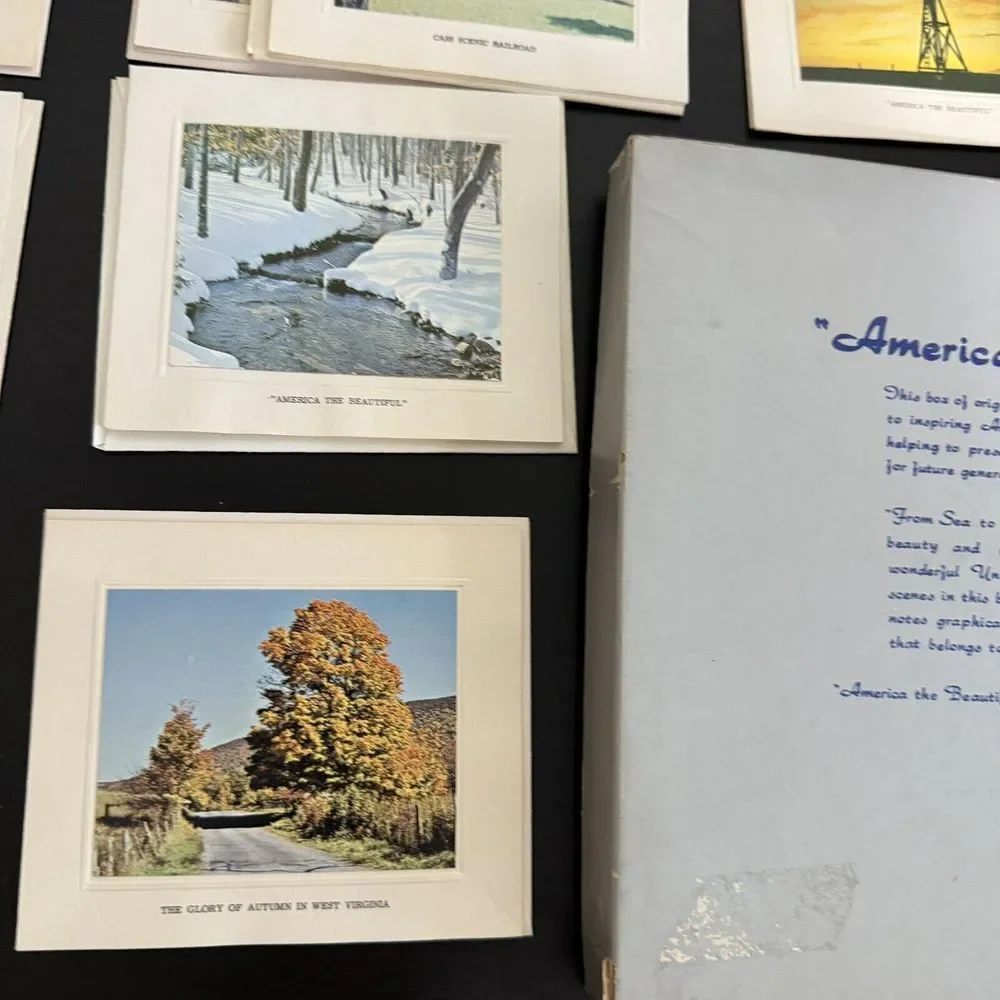 (20) Vintage America The Beautiful Embossed Photo Cards Envelopes Stationary New